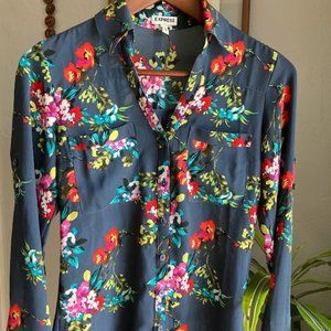 Floral Express Button Up Portofino Blouse
